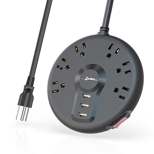Power Strip, Surge Protector, 6 Outlets and 3 USB Ports 6.5FT Long Extension Cord, ZSIMC Sleek Socket Overload Surge Protection, Flat Plug Charging Station Compact for Dorm Room, Office, Home, Travel
