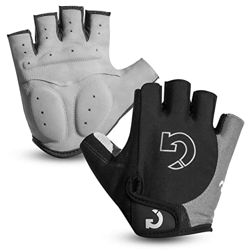 GEARONIC Cycling Gloves Anti-Slip Mountain Bike Gloves For Men Breathable Foam Padded Biking Gloves Shock Absorbing MTB Bicycle Gloves Half/Full Finger Guantes (Gray, Large)